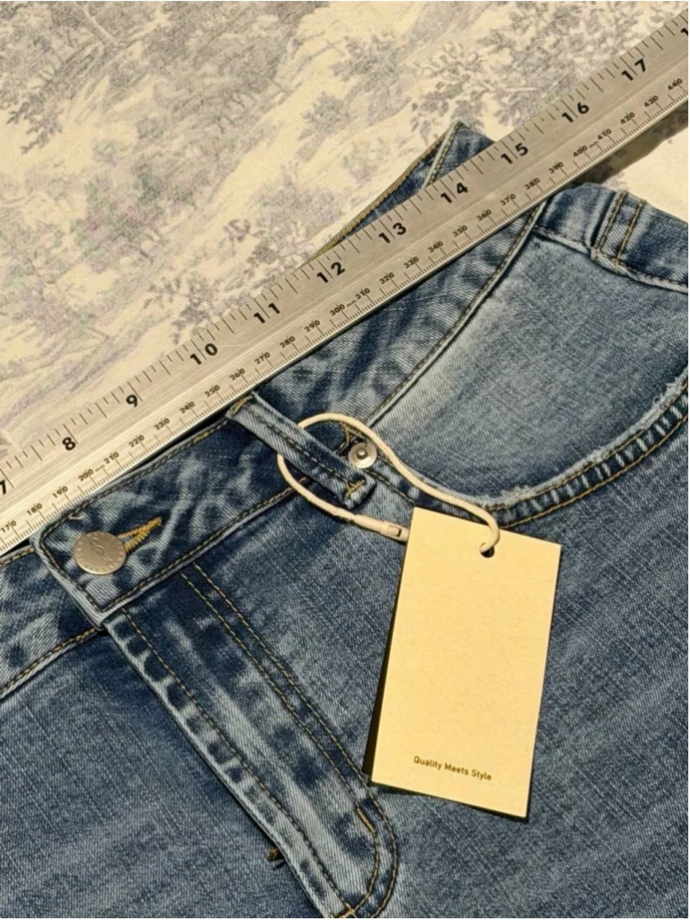 Flamingals Mid Rise Straight Leg Jeans for Women Casual Wash Seam Detail L